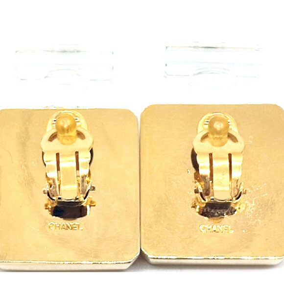 Chanel Vintage Gold Plated Perfume Bottle Large Clip on Earrings Miley Cyrus - Picture 4 of 4